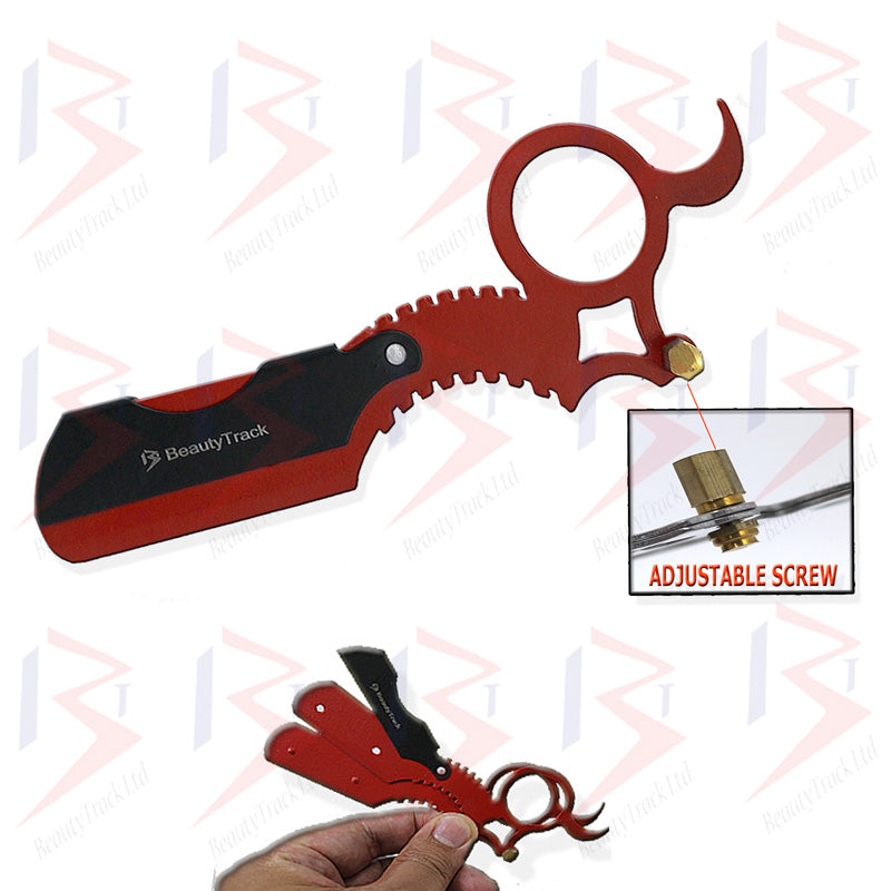BeautyTrack Salon Rasierrasierer Barber Straight Cut Throat Rot-Schwarz