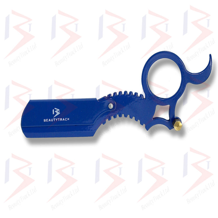 BeautyTrack Shaving Razor Barber Cut Throat Straight Salon Blue