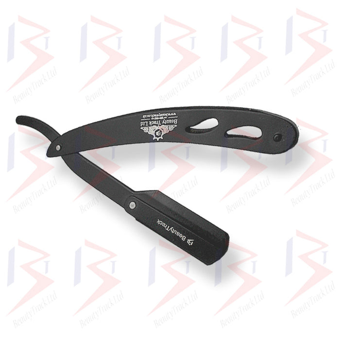 BeautyTrack Shaving Razor Straight Cut Throat For Men Black RSC-242