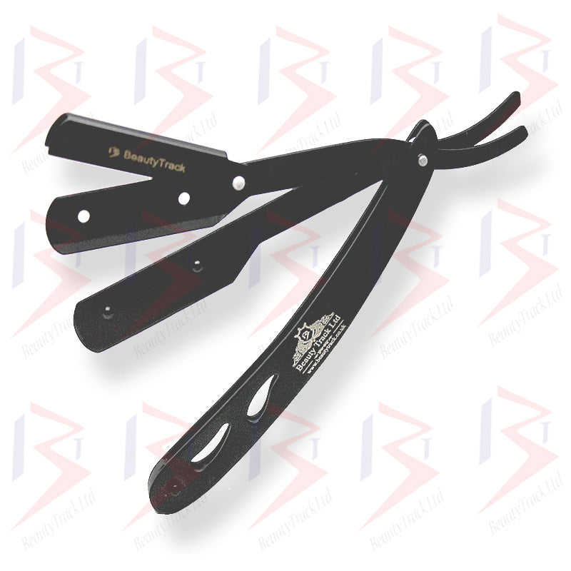 BeautyTrack Rasiermesser mit geradem Halsschnitt für Männer, Schwarz RSC-242