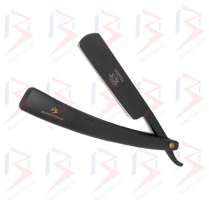 BeautyTrack coupe droite gorge rasoir bois noir hommes rasage rasoirs