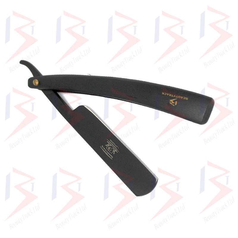 BeautyTrack coupe droite gorge rasoir bois noir hommes rasage rasoirs