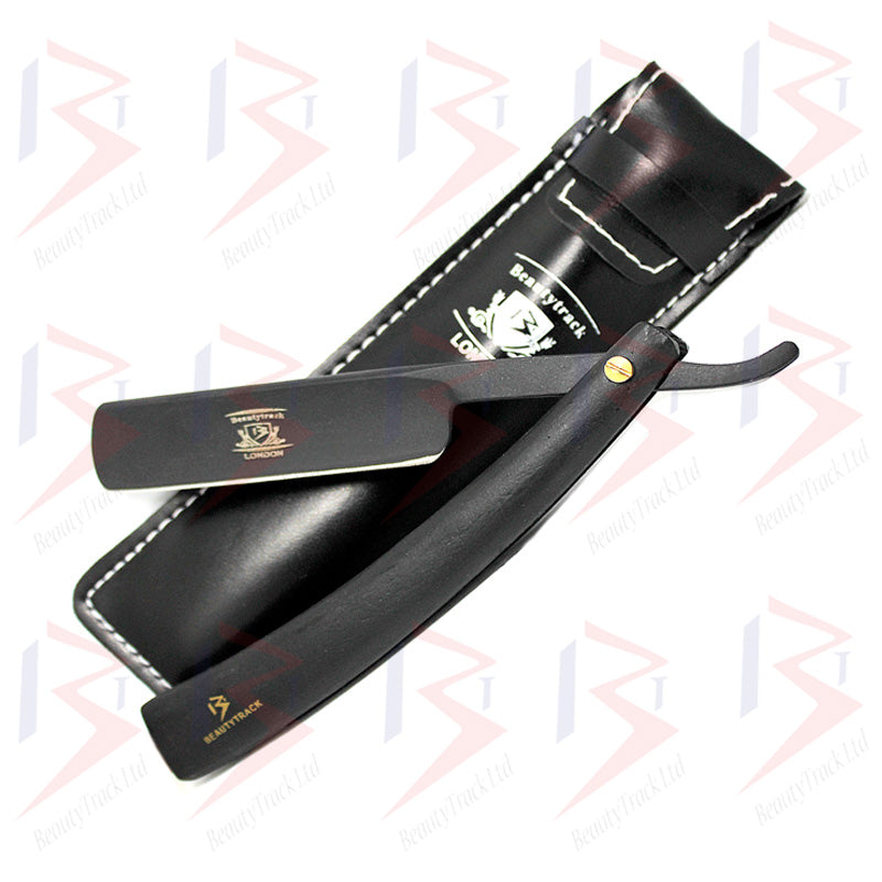 BeautyTrack coupe droite gorge rasoir bois noir hommes rasage rasoirs