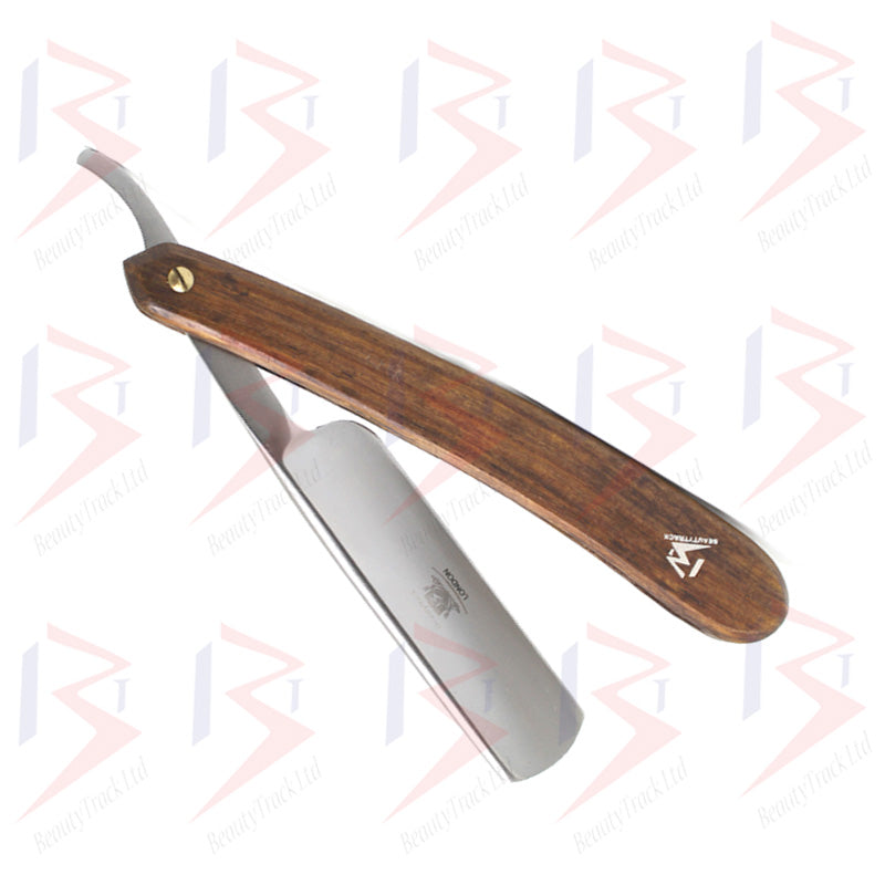 BeautyTrack Straight Cut Throat Razor Set Brown Leather Strop Belt