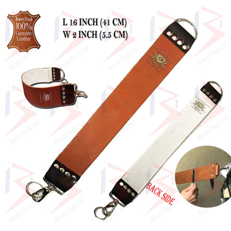BeautyTrack Straight Cut Throat Razor Set Brown Leather Strop Belt