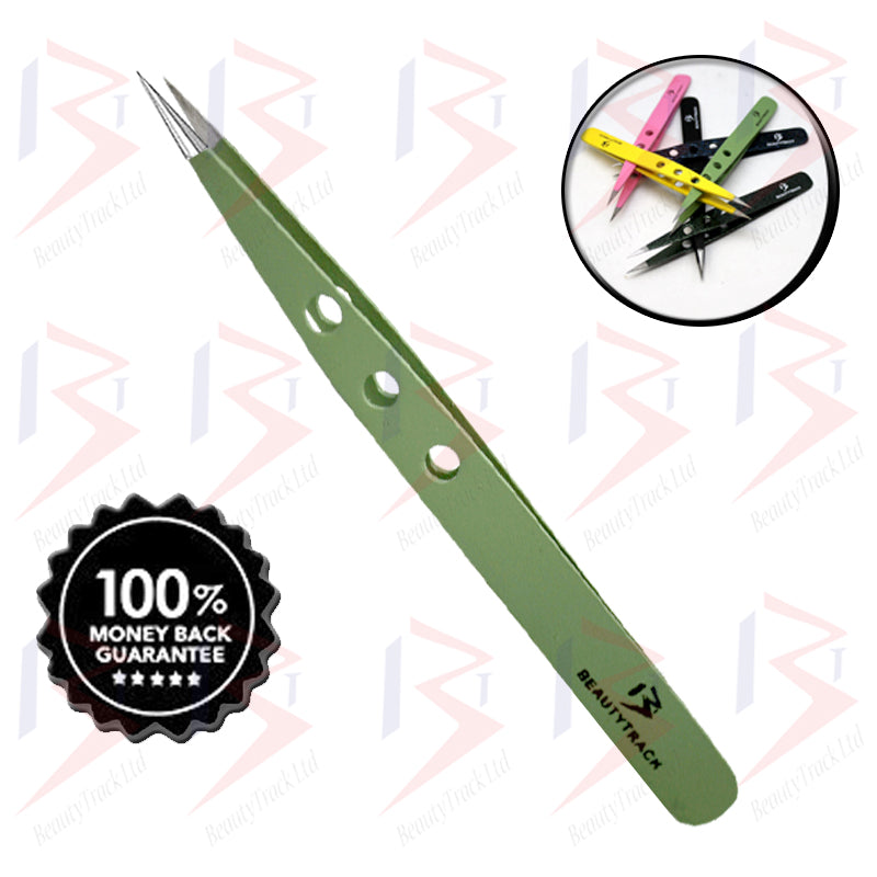 BeautyTrack Tweezers Eyebrow Hair Beauty Green pointed Tweezer