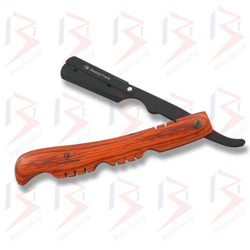 BeautyTrack Holzgriff Barber Straight Cut Throat Salon Rasiermesser