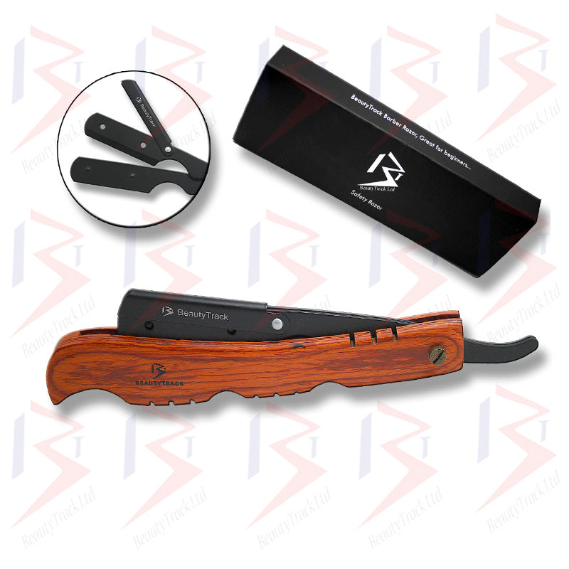BeautyTrack Holzgriff Barber Straight Cut Throat Salon Rasiermesser