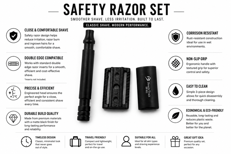 Double Edge Safety Razor Stainless Steel Classic Shaving Tool for Smooth Results