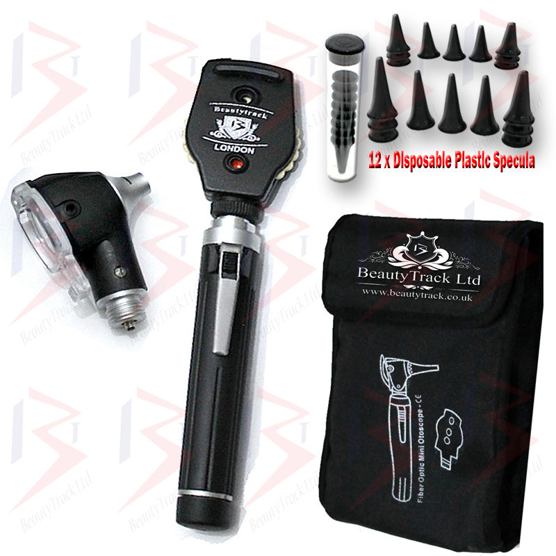 ENT Otoscope and Ophthalmoscope Kit Fiber Optic Diagnostic Set Black ENT Otoscope and Ophthalmoscope Kit Fiber Optic Diagnostic Set Black
