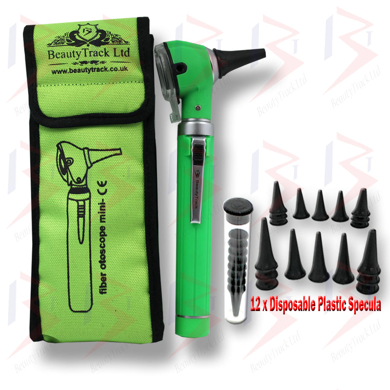 Fiber Optic Otoscope Led Light Diagnostic Examination Set Green
