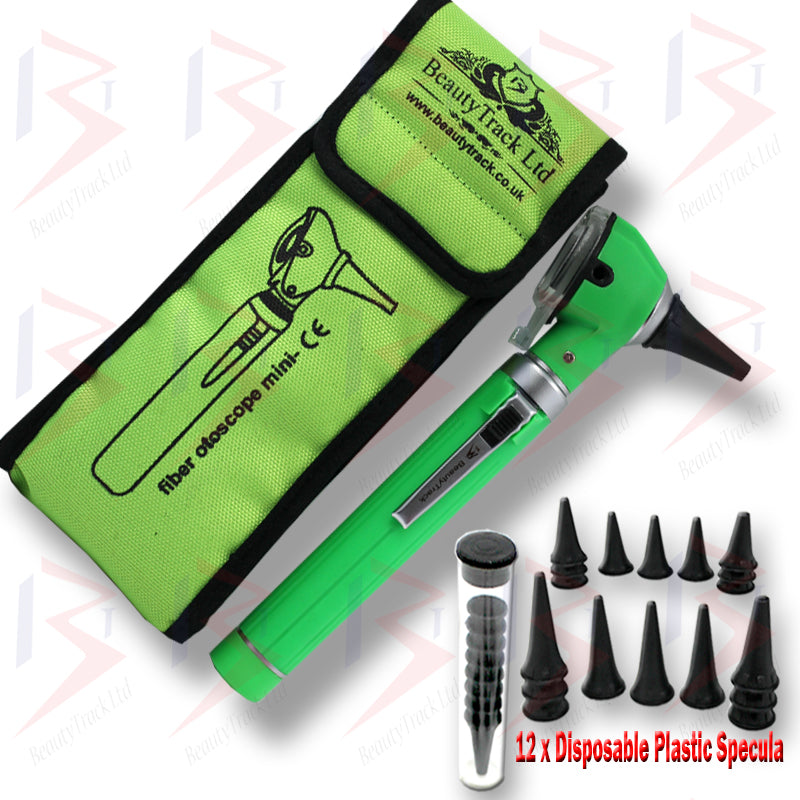 Glasfaser-Otoskop-LED-Licht-Diagnose-Untersuchungsset, grün