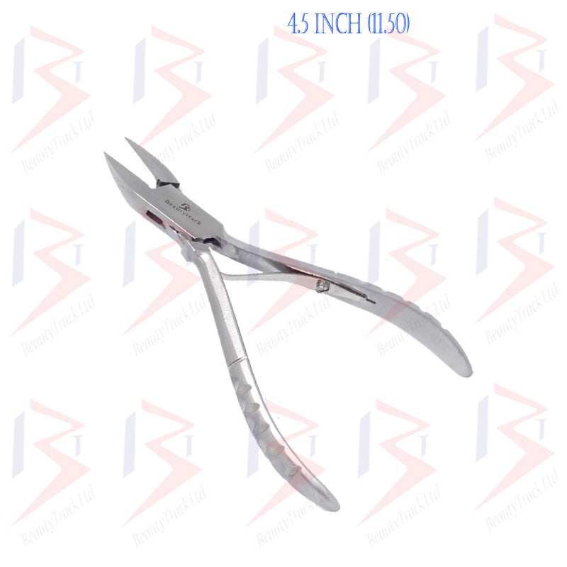 Feiner, spitzer eingewachsener Nagelknipser, Podologiezange, Griff im Silberschliff