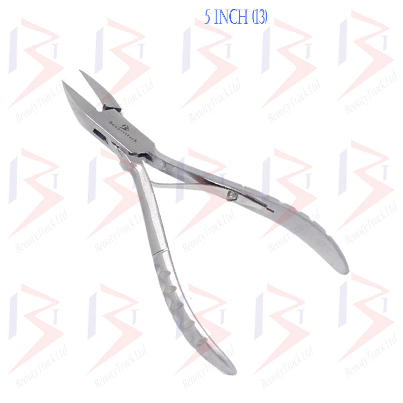 Feiner, spitzer eingewachsener Nagelknipser, Podologiezange, Griff im Silberschliff