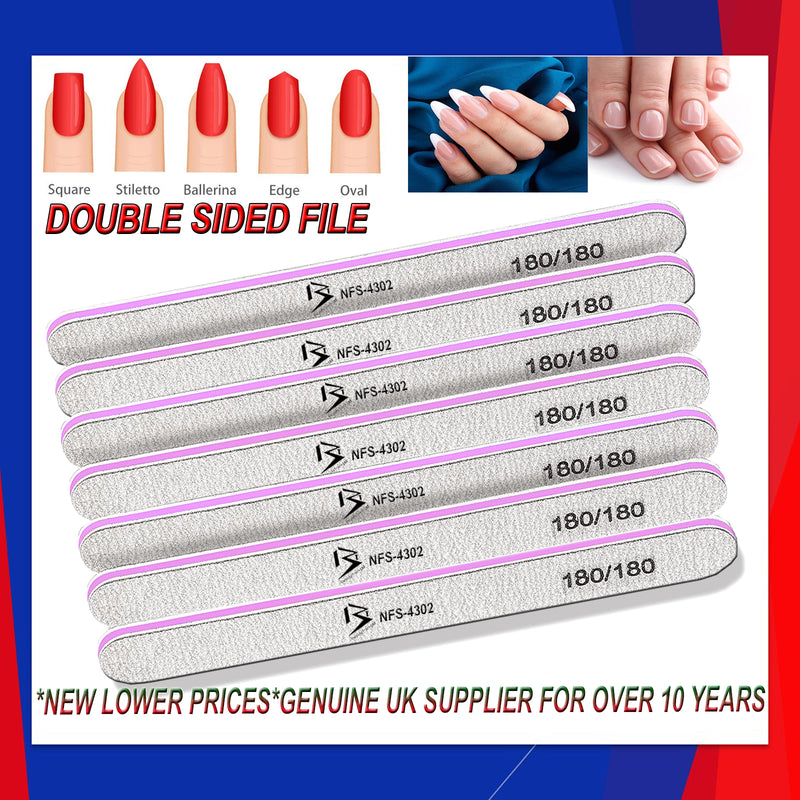 180/180 Grit Nail File Straight Buffer Emery Board Professional Nail Files