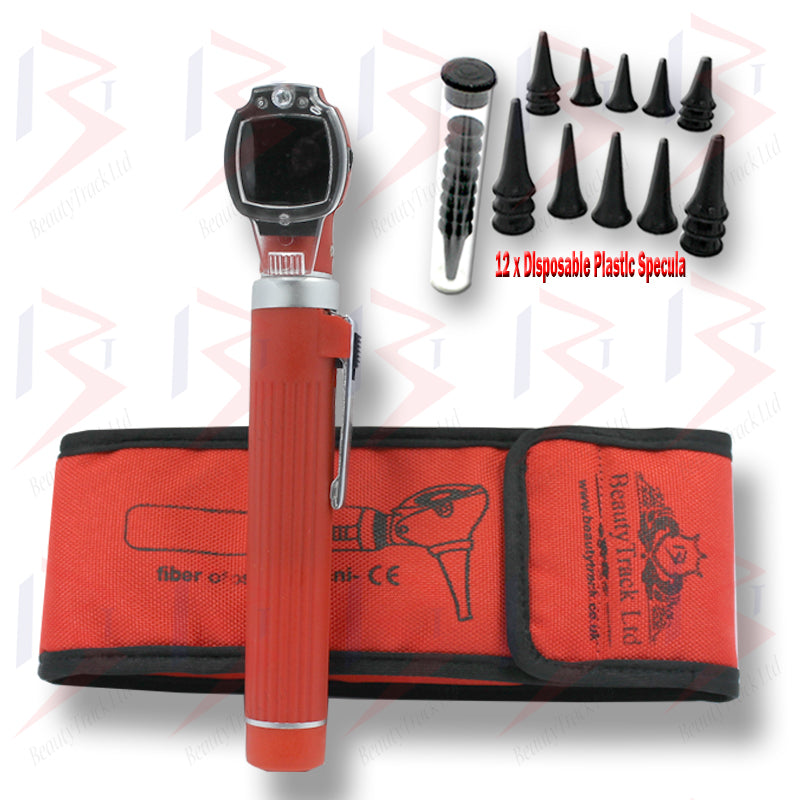 Mini-Otoskop, faseroptisches medizinisches Diagnose-Untersuchungsset, Rot