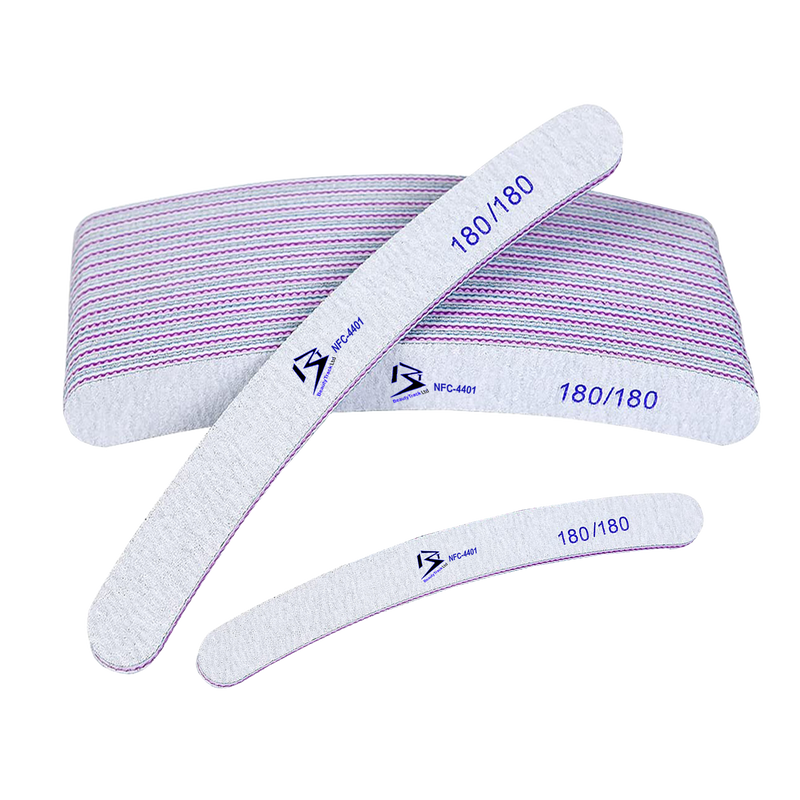 180/180 Grit Nail File Curved Buffer Emery Board Professional Nail Files