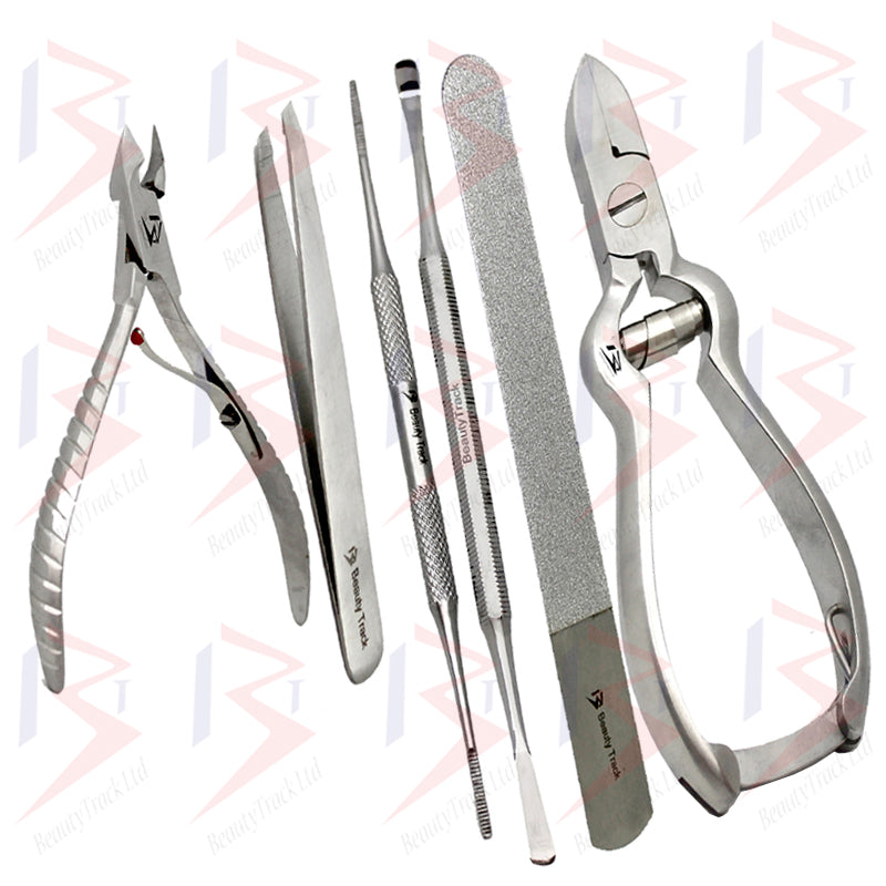 Thick Toe Nail Clippers Set Podiatry Nippers Cutter Kit 6Pcs