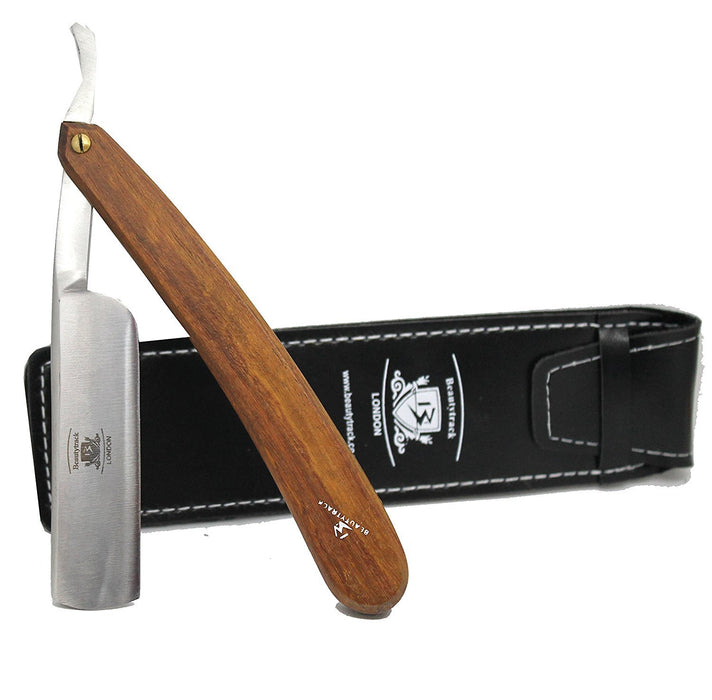 Wood Straight Razors Wet Shaving Cut Throat Razor Leather Strop Belt
