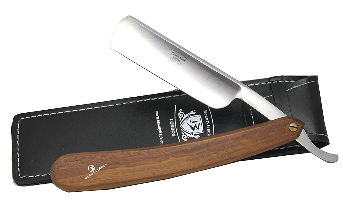 Wood Straight Razors Wet Shaving Cut Throat Razor Leather Strop Belt