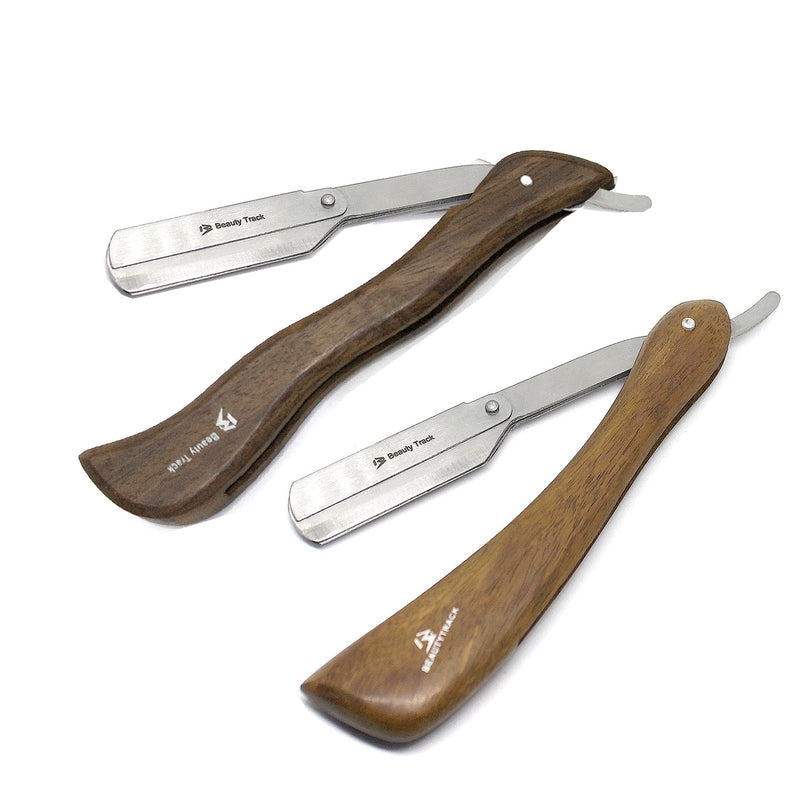 BeautyTrack Classic Barber Rasiermesser mit Holzgriff